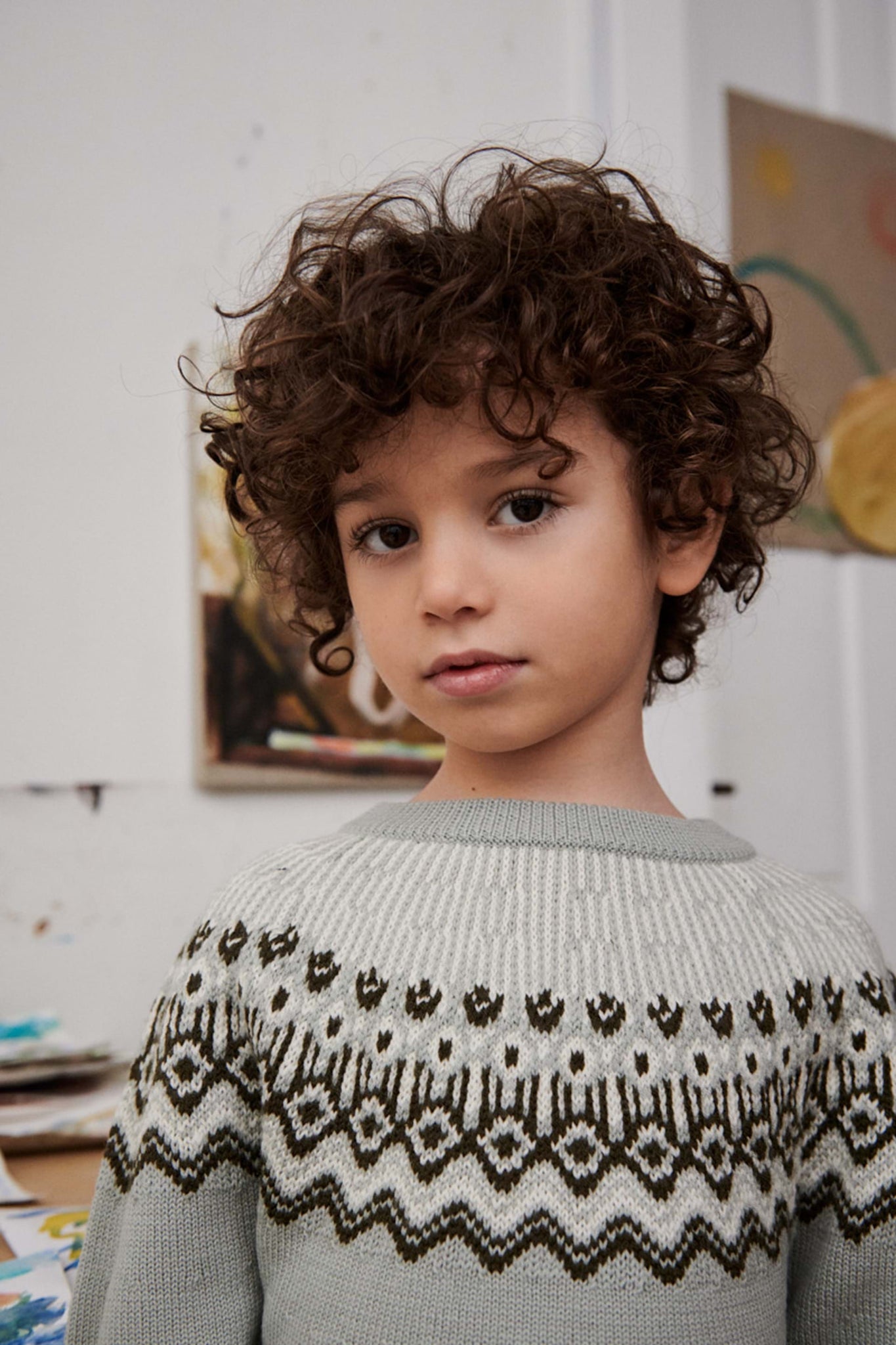 Fub Fair Isle Sweater Pale Sage 90cm 100cm 110cm Rabbit Hall