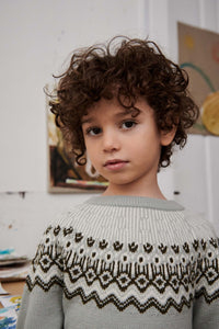 Fub Fair Isle Sweater - Pale Sage - 90cm Last One