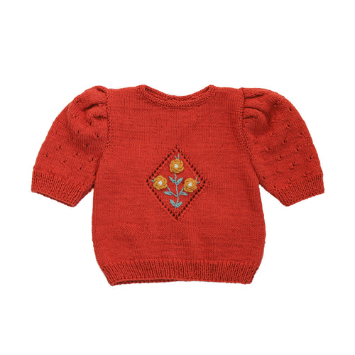 Kalinka Rose Sweater - Persimmon - 3/4Y, 5/6Y