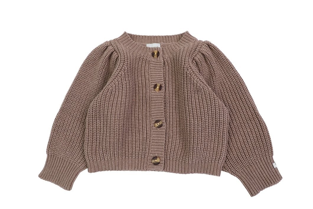 Donsje Dica Cardigan - Milk Chocolate Melange/White Almond Melange - 2/3Y, 3/4Y, 4/5Y, 5/6Y