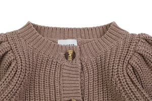 Donsje Dica Cardigan - Milk Chocolate Melange/White Almond Melange - 2/3Y, 3/4Y, 4/5Y, 5/6Y