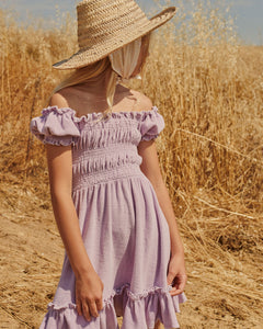 Liilu Terry Smocked Dress - Lavender - 2Y, 4Y