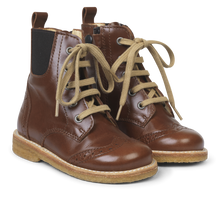 Load image into Gallery viewer, Angulus Lace-up Boot with Elastic and Zipper - Brown - 27 Last Pair