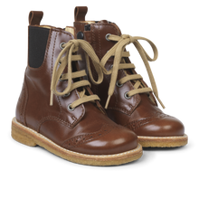 Load image into Gallery viewer, Angulus Lace-up Boot with Elastic and Zipper - Brown - 27, 28, 29, 31, 32