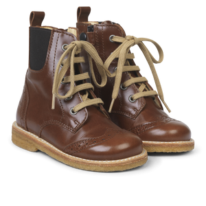 Angulus Lace-up Boot with Elastic and Zipper - Brown - 27 Last Pair