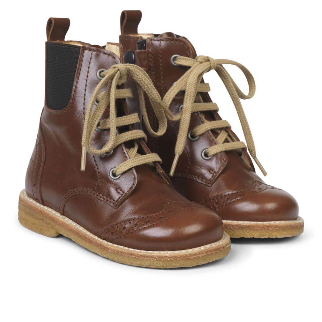 Angulus Lace-up Boot with Elastic and Zipper - Brown - 27, 28, 29, 31, 32