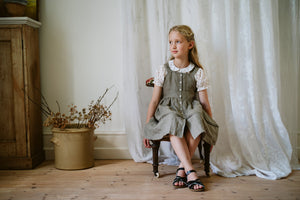 Little Cotton Clothes Laurie Pinafore - Linen in Clary Sage - 3/4Y Last One