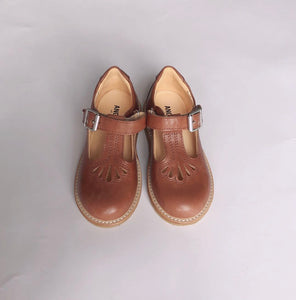 Angulus Mary Janes with Velcro and Buckle Detail - Tan - 25，26，27