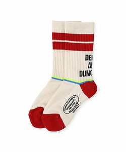 Denim Dungaree Socks - Red - L Last One