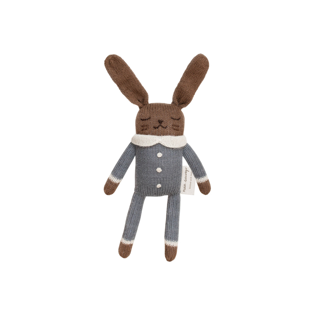 Main Sauvage Knitted Soft Toy - Bunny - Slate Jumpsuit