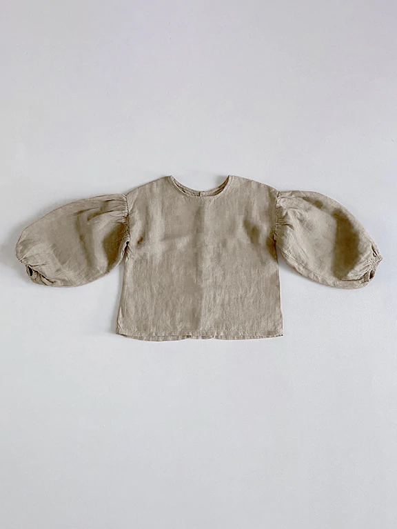 The Simple Folk The Balloon Sleeve Top - Oatmeal - 4/5Y Last One