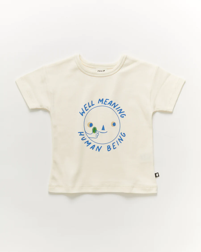 Oeuf SS T-shirt - Well Meaning Human Being/Gardenia - 2/3Y, 5/6Y