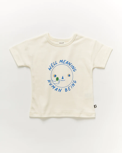 Oeuf SS T-shirt - Well Meaning Human Being/Gardenia - 2/3Y, 5/6Y