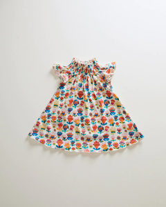 Oeuf Peasant Dress - Gardenia/Large Flower, Gardenia/Clover - 2/3Y, 3/4Y, 4/5Y, 5/6Y