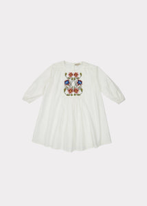 Caramel Coral Dress - White Cotton - 3Y, 4Y