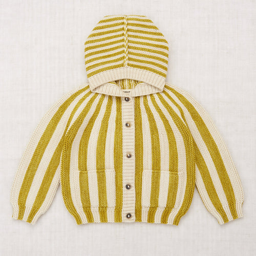 Misha & Puff Circus Stripe Hooded Cardigan - Citron - 3Y, 4Y