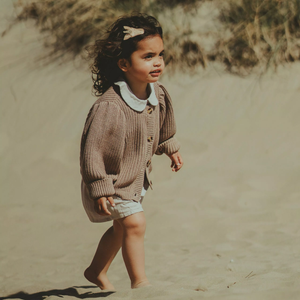 Donsje Dica Cardigan - Milk Chocolate Melange/White Almond Melange - 2/3Y, 3/4Y, 4/5Y, 5/6Y