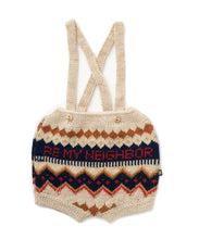 Load image into Gallery viewer, Oeuf Be My Neighbour Fairisle Suspender Shorts - Bright Beige/Scarlet - 4/5Y Last One