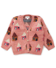 Load image into Gallery viewer, Oeuf House Motif Grandpa Cardi - Peony - 18/24M, 4/5Y