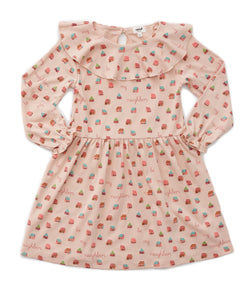 Oeuf Ruffle Collar Dress - Gardenia/House; Blush/House - 2/3Y, 3/4Y, 4/5Y, 5/6Y