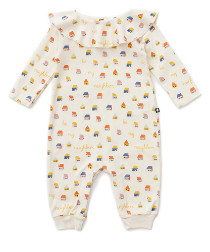 Oeuf Ruffle Neck Jumper - Gardenia/House, Blush/House - 12/18M, 18/24M
