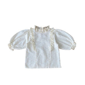 Liilu STELLA BLOUSE - Milk，Ocean Blue - 2Y，4Y
