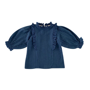 Liilu STELLA BLOUSE - Milk，Ocean Blue - 2Y，4Y