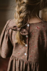 Little Cotton Clothes Judith Dress - rose floral in oak - 2/3Y, 3/4Y, 4/5Y, 5/6Y