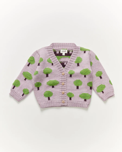 Oeuf Tree Motif Cardigan - Valerian - 3/4Y, 4/5Y, 5/6Y