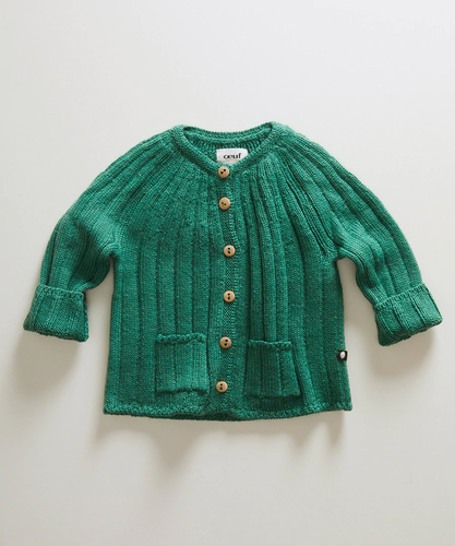 Oeuf Everyday Cardigan - Fern, Hemp - 2/3Y, 3/4Y, 4/5Y, 5/6Y