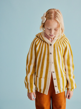 Load image into Gallery viewer, Misha &amp; Puff Circus Stripe Hooded Cardigan - Citron - 3Y, 4Y, 5Y, 6Y