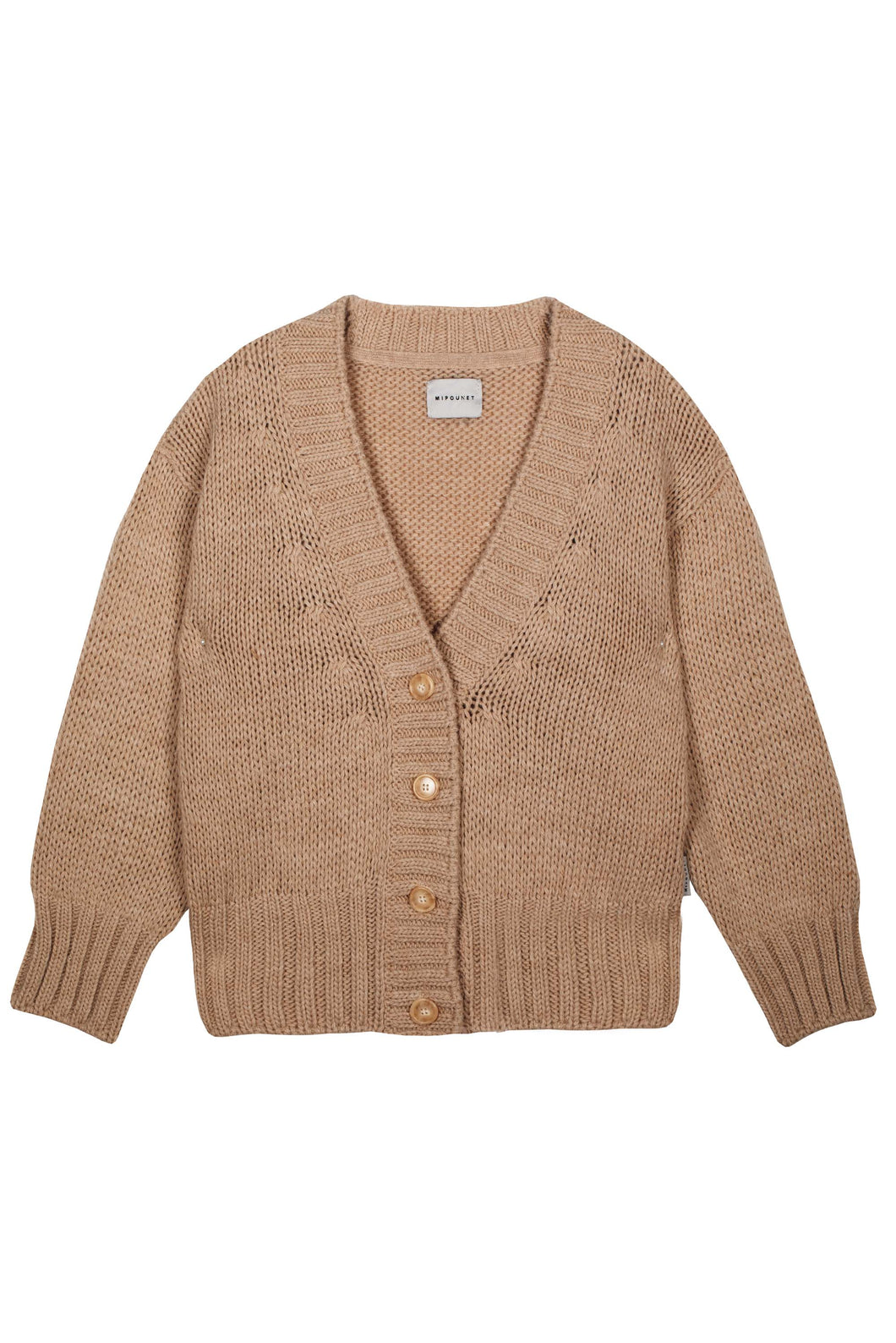 Mipounet Oversized Knit Cardigan - Brown - 4Y, 6Y
