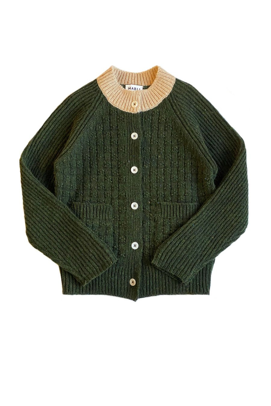 Mabli Takenoko Cardigan - Juniper / Vintage Cream - 6Y, 8Y
