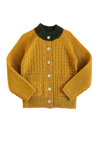 Mabli Takenoko Cardigan - Saffron / Juniper - 2Y, 4Y, 6Y