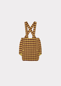 Caramel Needle Fish Romper - Mustard Check - 18M, 2Y