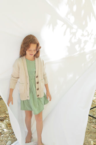 Nonna Lietta Gilda Mini Organic Cotton Cardigan in Light Sand - 4Y