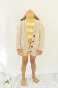Nonna Lietta Gilda Mini Organic Cotton Cardigan in Light Sand - 4Y