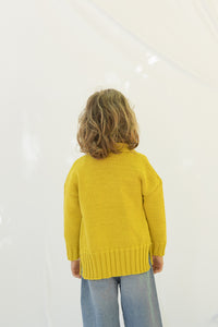 Nonna Lietta Gilda Mini Organic Cotton Cardigan in Golden Yellow - 4Y, 6Y