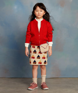 Oeuf House Motif Skirt - Peony - 2/3Y Last One