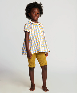 Oeuf Short Sleeve Blouse - Hemp/Gingham, Multi/Large Flower, Multi/Small Flower - 3/4Y, 4/5Y, 5/6Y