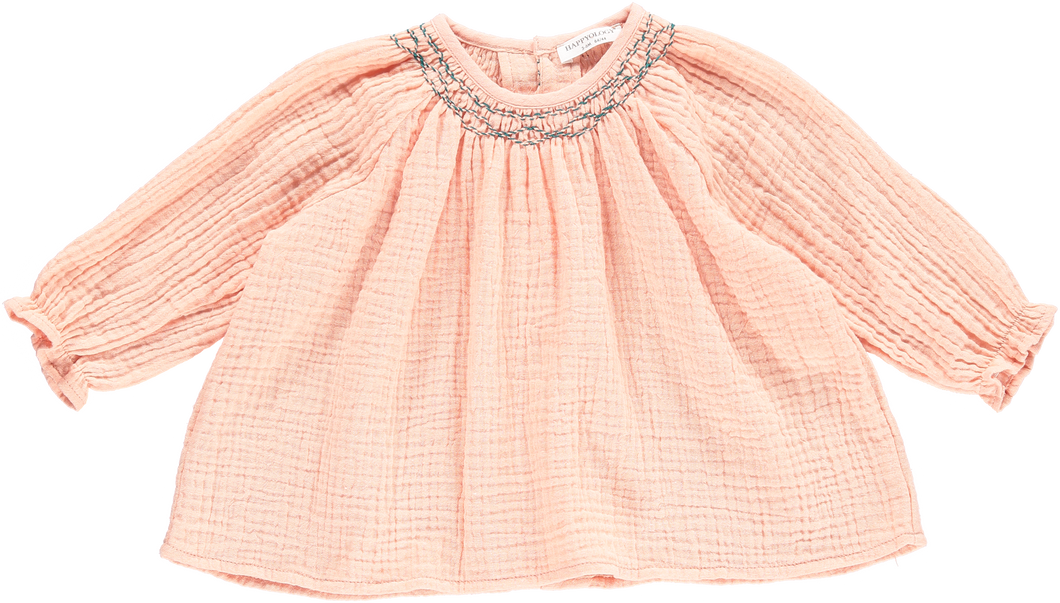 Happyology Piper Baby Blouse - Blush 6-12M Last One