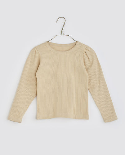 Little Cotton Clothes Pointelle LS Organic T-shirt - Nutmeg - 18/24M, 3/4Y, 4/5Y