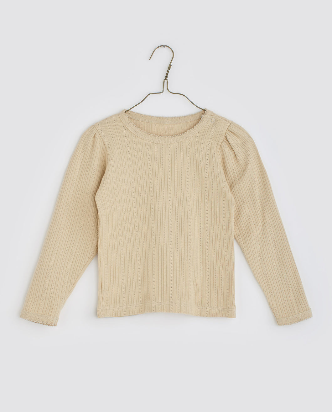 Little Cotton Clothes Pointelle LS Organic T-shirt - Nutmeg - 18/24M, 3/4Y, 4/5Y