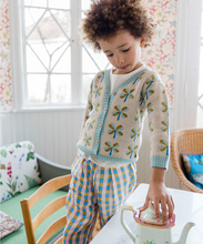 Load image into Gallery viewer, Oeuf Knit Clover Cardigan - Celadon/Knit Clover - 4/5Y, 5/6Y