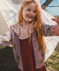 Oeuf Tree Motif Cardigan - Valerian - 3/4Y, 4/5Y, 5/6Y