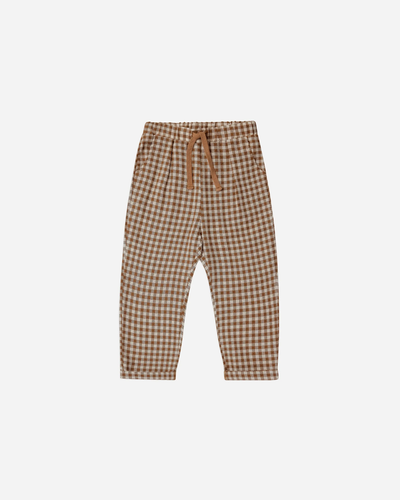 Rylee + Cru Ethan Trouser - Camel Gingham - 4/5Y