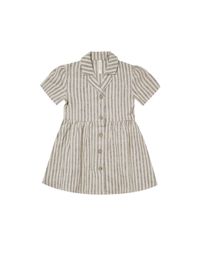 Rylee + Cru Maggie Dress - Black Pinstripe - 6/7Y Last One