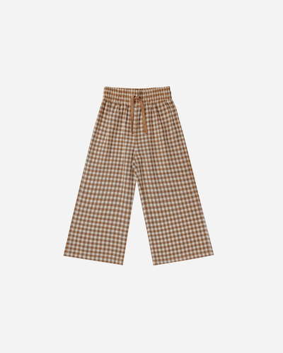 Rylee + Cru Wide Leg Pant - Camel Gingham - 6/7Y Last One