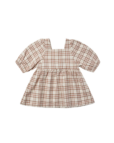 Rylee + Cru Gretta Babydoll Dress - Mocha Plaid - 18/24M, 2/3Y, 4/5Y