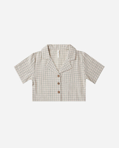 Rylee + Cru Cropped Collar Shirt - Laurel Plaid - 2/3Y, 4/5Y, 6/7Y